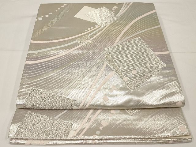 平和屋着物◎六通柄袋帯 流水色紙重ね 金銀糸 正絹 逸品 AAAL5761Aex