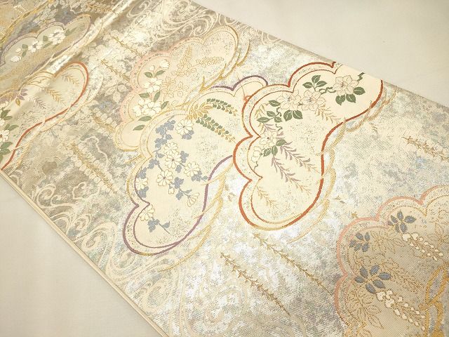 平和屋着物◎六通柄袋帯 松藤流水 金銀糸 引箔 逸品 CAAI0138oy