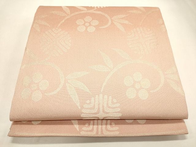 平和屋着物◎六通柄袋帯 花唐草文 金通し地 逸品 CAAI0144oy