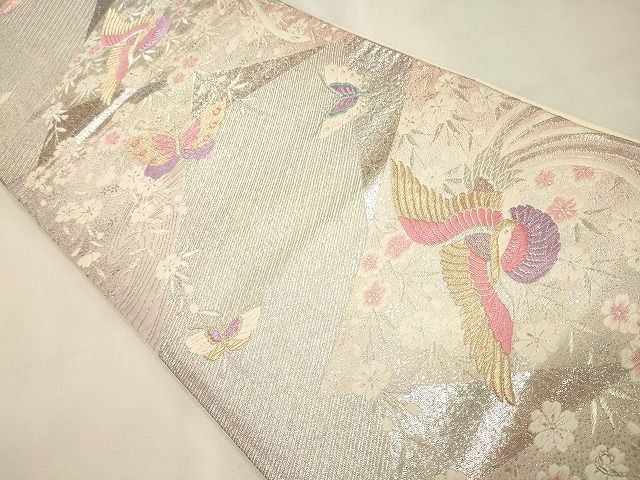平和屋着物◎六通柄袋帯 鳳凰花蝶文 金銀糸 逸品 CAAI0185oy