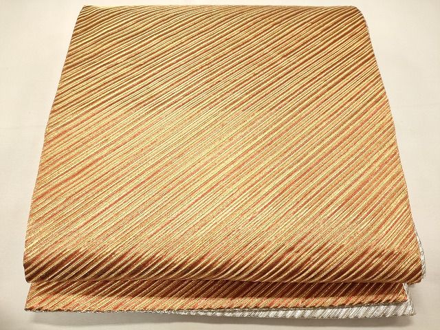 平和屋着物◎両面 全通柄袋帯 斜線文 金糸 逸品 CAAI0203oy