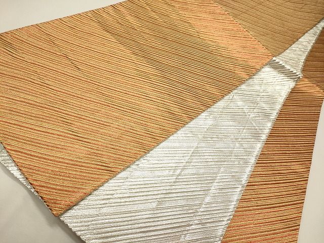 平和屋着物◎両面 全通柄袋帯 斜線文 金糸 逸品 CAAI0203oy