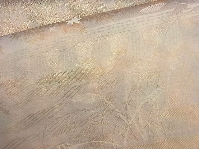 平和屋着物◎六通柄袋帯 風景花文 引箔 逸品 BAAJ9868cm