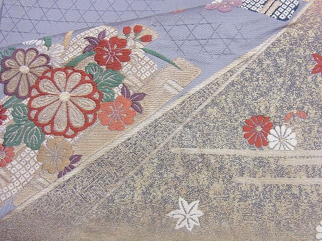 平和屋着物◎六通柄袋帯 唐織 江戸小袖 花筏文 金糸 逸品 BAAJ9888cm