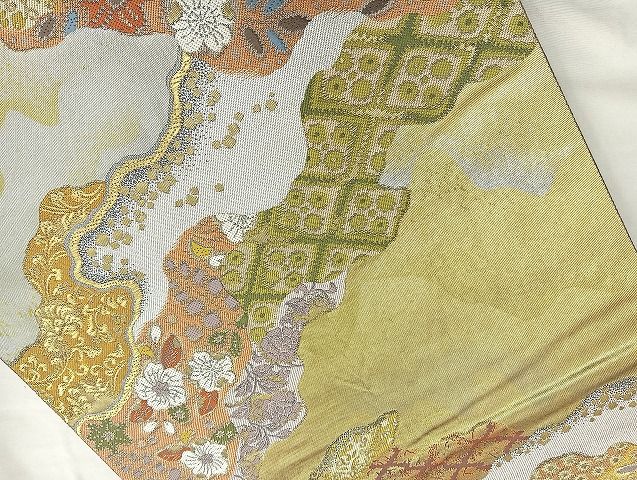 平和屋着物◎六通柄袋帯 唐織 道長花文 絵面箔 逸品 BAAK6060cm
