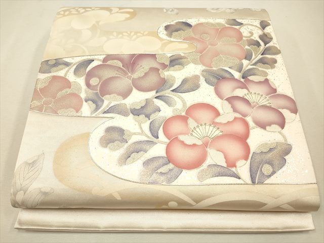 平和屋着物◎六通太鼓柄袋帯 駒刺繍 花唐草文 銀彩 逸品 CAAH5645qe