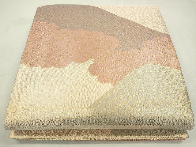 平和屋着物◎両面 六通柄袋帯 遠山吉祥文 金糸 逸品 CAAI1213ku