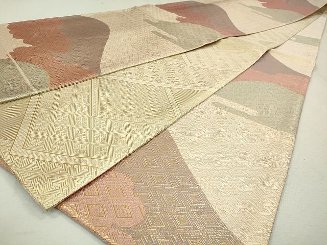 平和屋着物◎両面 六通柄袋帯 遠山吉祥文 金糸 逸品 CAAI1213ku