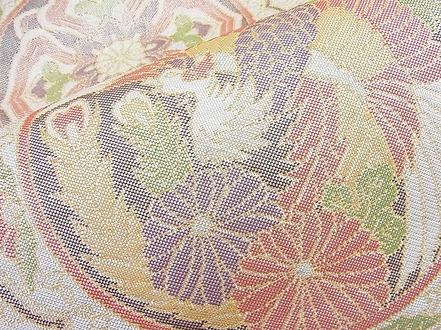 平和屋着物◎本箔佐賀錦 六通柄袋帯 鳳凰花絵皿 金糸 逸品 BAAK4019ns