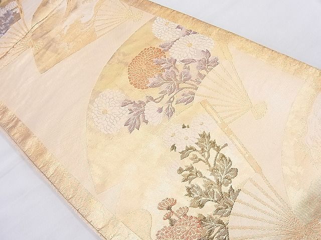 平和屋着物◎佐賀錦 六通柄袋帯 琳派扇面花文 金糸 逸品 BAAK5163ns