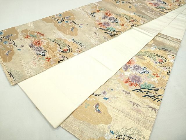 平和屋着物◎六通柄袋帯 清花茶屋辻文 金糸 逸品 CAAI1242ku