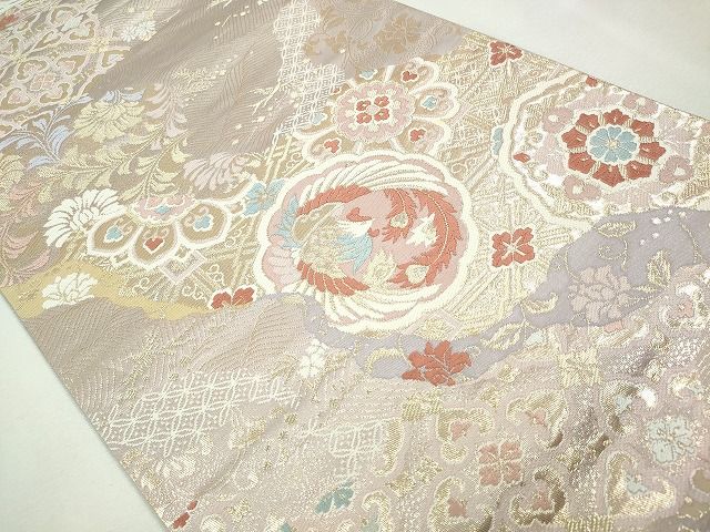 平和屋着物◎六通柄袋帯 正倉院鳳凰草花文 金糸 逸品 CAAI1285ku