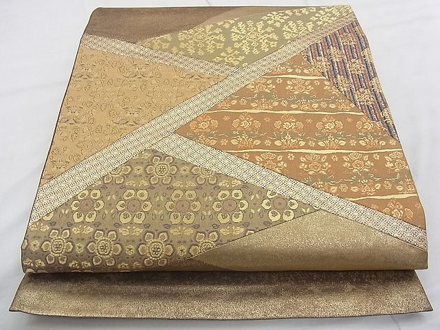 平和屋着物◎太鼓柄袋帯 切嵌 名物裂 金糸 引箔 逸品 BAAJ9019qt