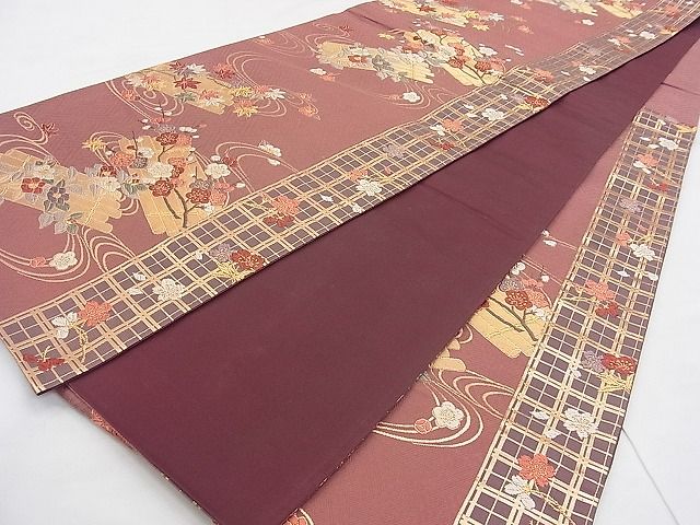 平和屋着物◎六通柄袋帯 唐織 花筏 金糸 鈴乃屋扱い 逸品 BAAJ9042qt