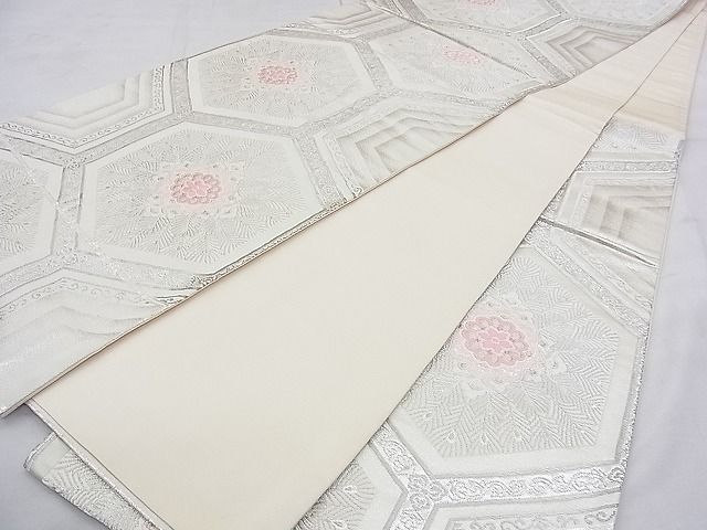 平和屋着物◎六通柄袋帯 唐織 正倉院亀甲文様 銀糸 逸品 BAAK0201qt