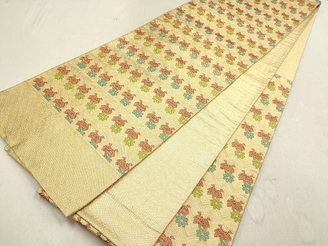 平和屋着物◎佐賀錦 六通柄袋帯 横段花文 金糸 逸品 DAAH9436mz