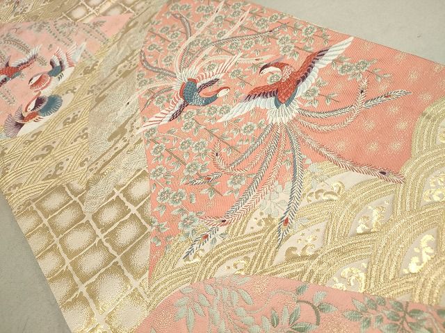 平和屋着物◎六通柄袋帯 唐織 重ね瀬間鳳凰花文 金糸 逸品 DAAH9446mz