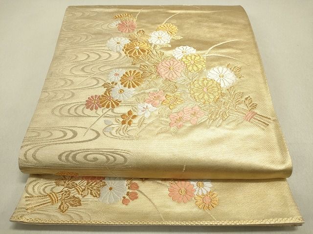 平和屋着物◎六通柄袋帯 霞草花文 金糸 引箔 逸品 DAAH9482mz