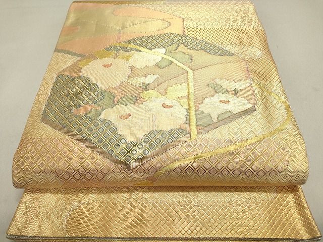 平和屋着物◎佐賀錦 両面 六通柄 本袋帯 文箱花文 金銀糸 逸品 DAAI3229ya