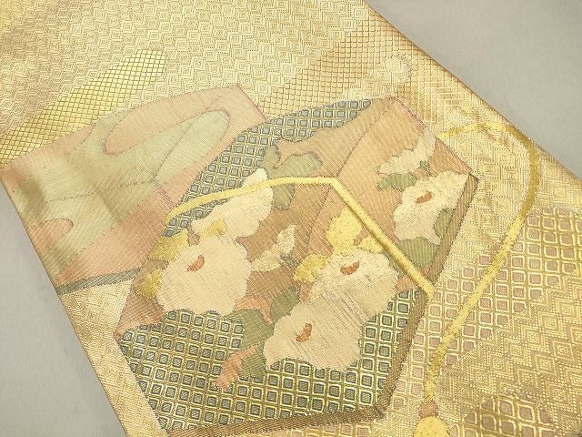平和屋着物◎佐賀錦 両面 六通柄 本袋帯 文箱花文 金銀糸 逸品 DAAI3229ya