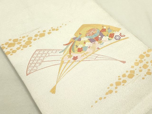 平和屋着物◎綴れ 太鼓柄袋帯 貝桶絵扇文 金糸 逸品 DAAH4974yyy