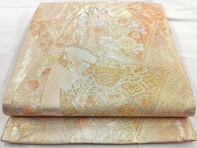 平和屋着物◎佐賀錦 六通柄袋帯 冊子短冊吉祥文 金銀糸 逸品 BAAK6133cm