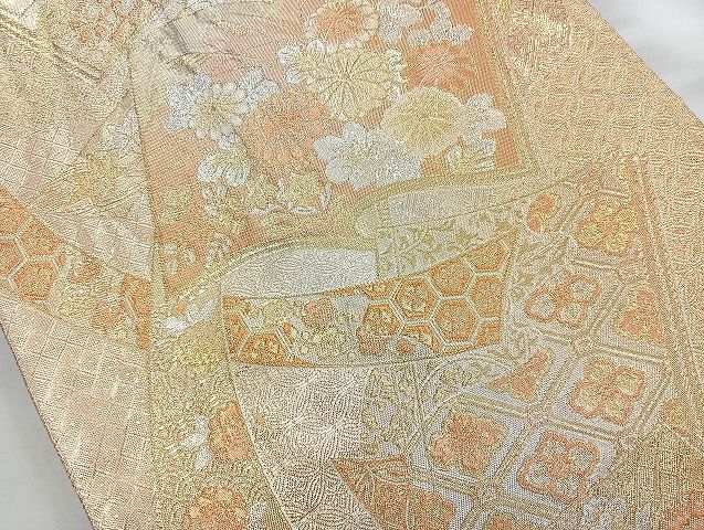 平和屋着物◎佐賀錦 六通柄袋帯 冊子短冊吉祥文 金銀糸 逸品 BAAK6133cm