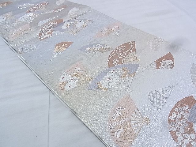 平和屋着物◎六通柄袋帯 唐織 花扇面散らし 金銀糸 逸品 BAAK0433if