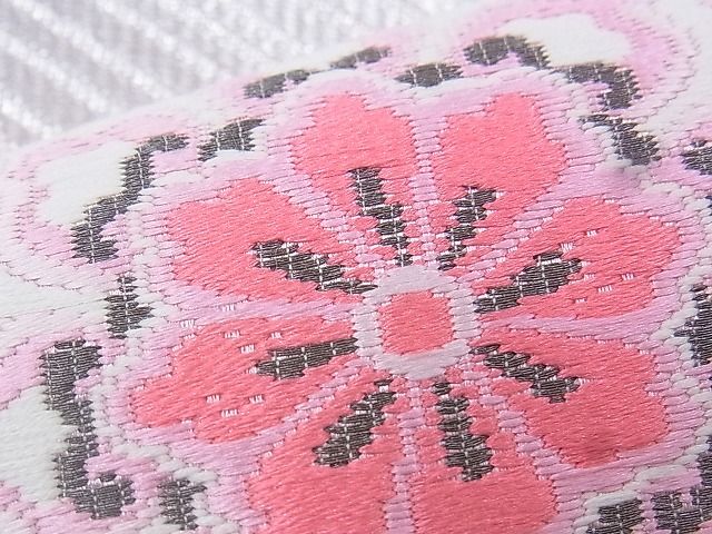 平和屋着物◎六通柄袋帯 唐織 飾花文様 銀糸 逸品 BAAK0434if