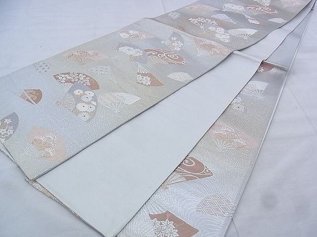 平和屋着物◎六通柄袋帯 唐織 花扇面散らし 金銀糸 逸品 BAAK0433if