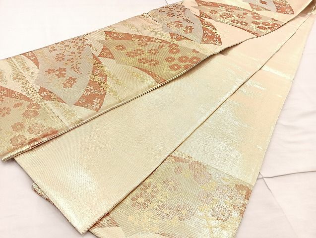 平和屋着物◎佐賀錦 六通柄袋帯 地紙重ね秋草文 金糸 逸品 BAAK0460if