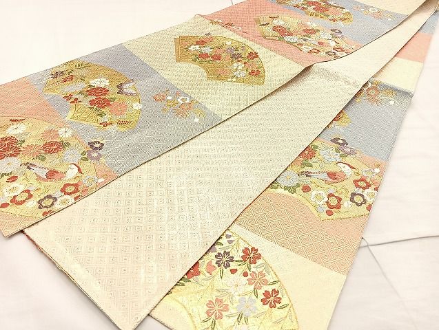 平和屋着物◎佐賀錦 六通柄袋帯 唐織 地紙花蝶文 金糸 逸品 BAAK0463if