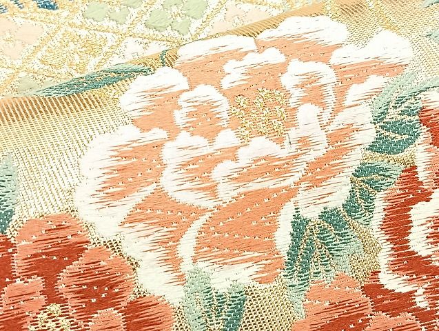 平和屋着物◎六通柄袋帯 唐織 琳派 色紙文 金糸 逸品 BAAK0457if