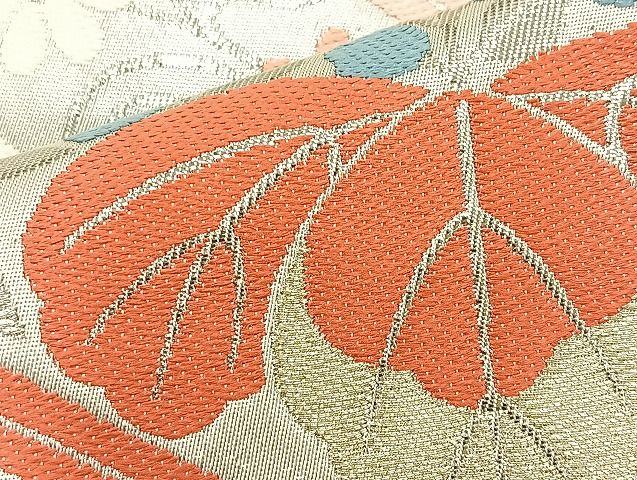 平和屋着物◎六通柄袋帯 唐織 桐菊菱文 プラチナ箔 金銀糸 逸品 BAAK0480if