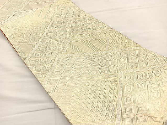平和屋着物◎佐賀錦 両面六通柄袋帯 道長文様 金糸 逸品 BAAK0467if