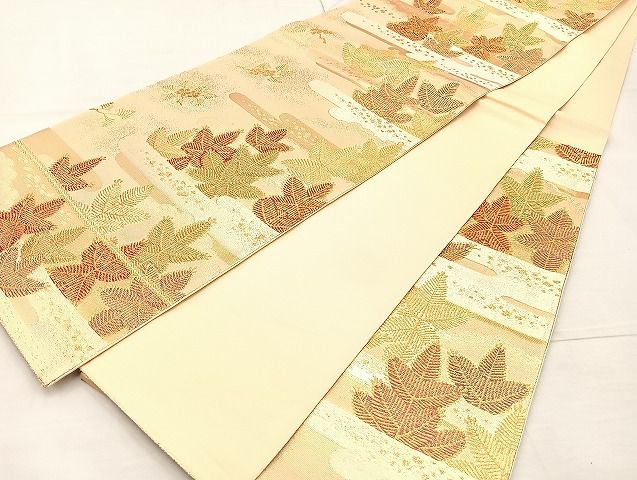 平和屋着物◎六通柄袋帯 エ霞若松葉文 金糸 逸品 BAAK0485if