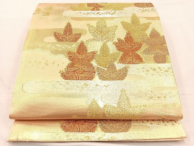 平和屋着物◎六通柄袋帯 エ霞若松葉文 金糸 逸品 BAAK0485if