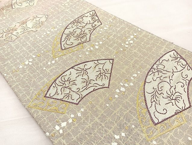 平和屋着物◎六通太鼓柄袋帯 地紙箔散らし 金糸 逸品 BAAK3550if