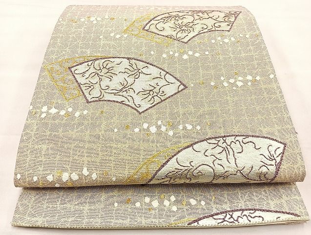 平和屋着物◎六通太鼓柄袋帯 地紙箔散らし 金糸 逸品 BAAK3550if