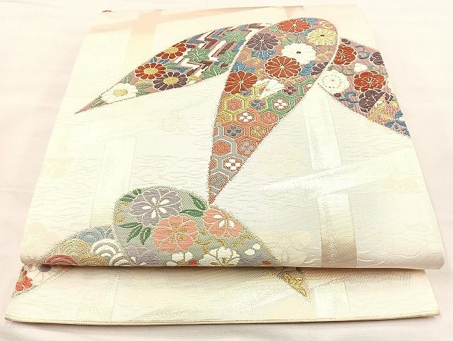平和屋着物◎六通柄袋帯 唐織 笹の葉吉祥文 金糸 逸品 BAAK4705if