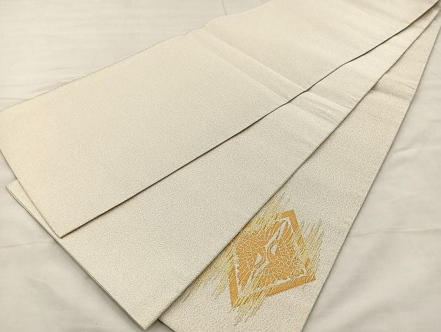 平和屋着物◎太鼓柄袋帯 向かい鶴菱菊文 金銀糸 逸品 BAAK4706if