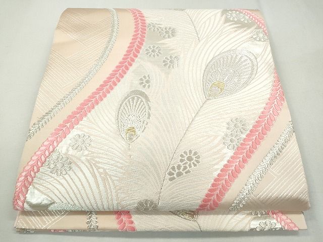 平和屋着物◎六通柄袋帯 孔雀羽花文 金銀糸 逸品 CAAI3604ku