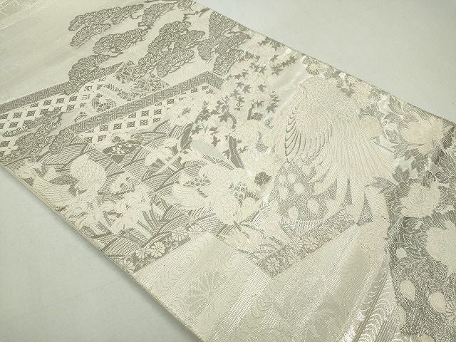 平和屋着物◎六通太鼓柄袋帯 唐織 王朝屏風小袖文様 プラチナ箔 逸品 CAAI3632ku