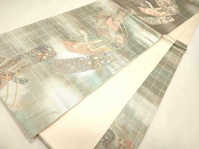 平和屋着物◎六通柄太鼓柄袋帯 短冊集 金糸 逸品 CAAI0214oy