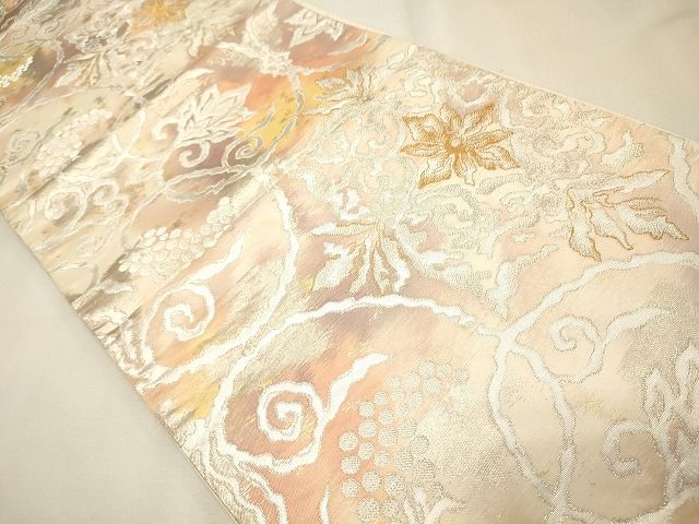 平和屋着物◎六通柄袋帯 更紗花唐草文 金銀糸 逸品 CAAI0361oy