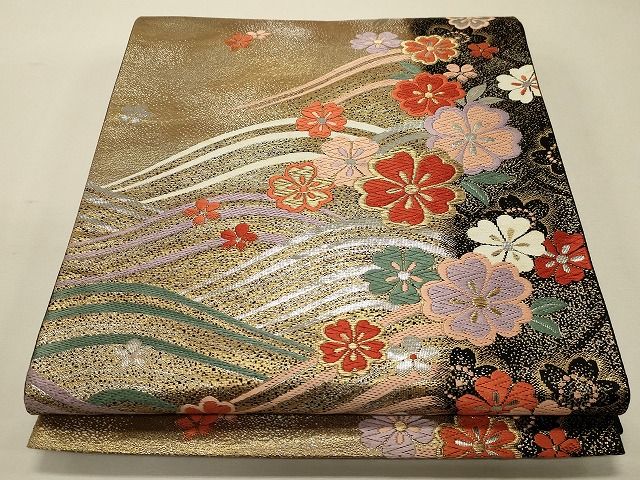 平和屋着物◎六通柄袋帯 唐織 流水花文 金銀糸 逸品 CAAH7339dy