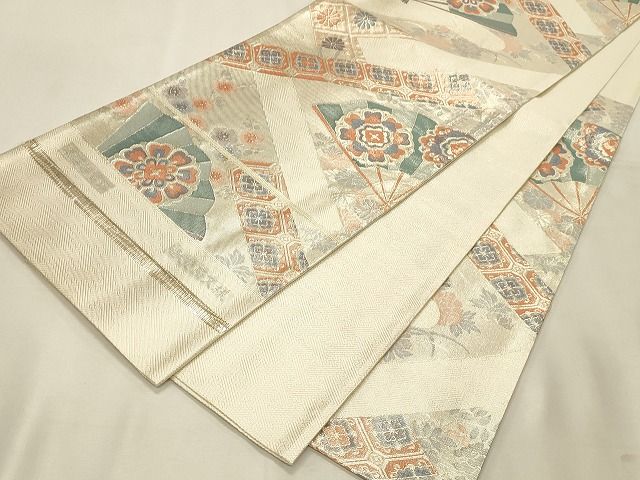 平和屋着物◎西陣 本箔佐賀錦 六通柄袋帯 献花扇文様 金糸 逸品 CAAH7368dy