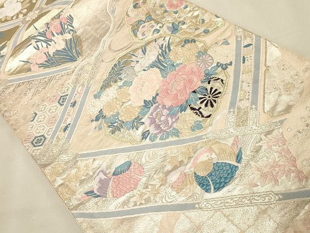 平和屋着物◎六通柄袋帯 唐織 天井絵華紋 二重箔 逸品 CAAH7363dy