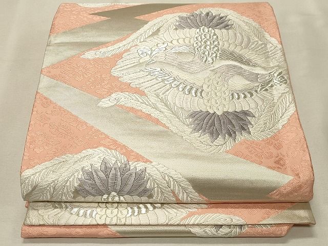平和屋着物◎六通柄袋帯 唐織 向かい孔雀文 銀糸 逸品 CAAH7366dy