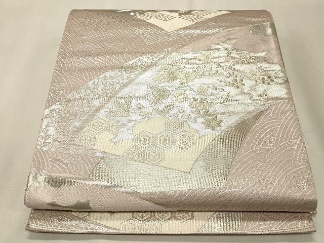 平和屋着物◎六通柄袋帯 亀甲花鳥文 金銀糸 逸品 CAAH7424dy
